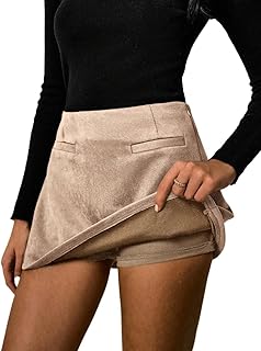 Womens Casual Suedette Skort with Side Zipper Lightweight Beach Short Skirt for Everyday Wear