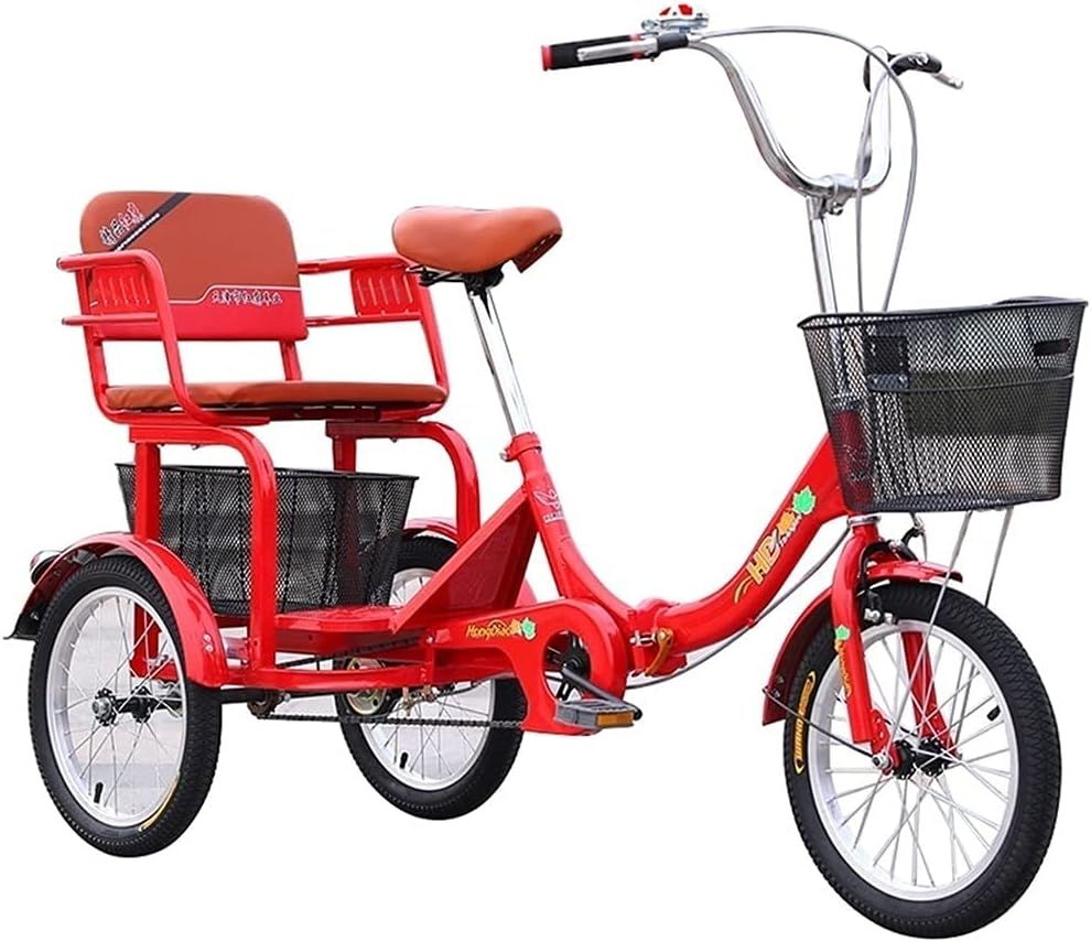 Adult Tricycle Bike 1 Speed Adult Trikes 16 Inch 3 Wheel Bikes Foldable Tricycle with Basket for Adults for Recreation Shopping Picnics Exercise Men's Women's Bike W/Cargo Basket