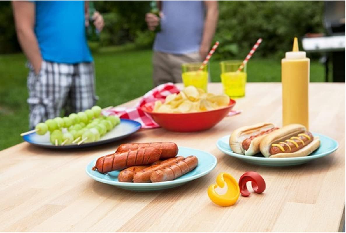 Cafurty 2PCS Spiral Hot Dog Slicers, Cyclone Barbecue Sausage Cutter Kitchen Tools Spiral Hot Dog Cutters Home DIY Sausage Slicer Gadget for BBQ Picnic Camping
