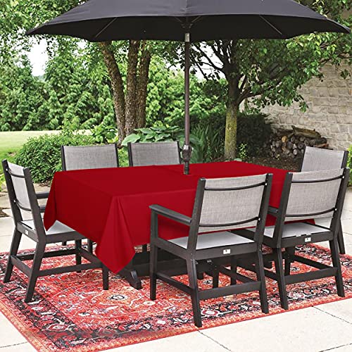 Saraflora Outdoor And Indoor Tablecloth -60X120 Inch Red, Wrinkle Free Washable Waterproof Table Cloth With Umbrella Hole And Zipper Rectangle Table Cover For Spring/Summer/Patio/Picnic/Bbqs/Party #TOP1