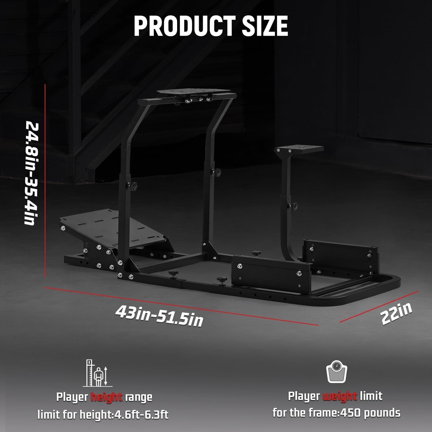 Dardoo Gaming Simulator Cockpit Stand Adjustable Fits for Logitech G29 G920 G923, Thrustmaster, Fanatec Racing Wheel Stand Not Included Steering Wheel, Pedal, Shifter and Seat