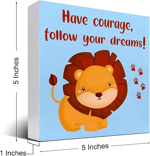 Miniatura 2 de Letrero motivacional de madera con texto en inglés How Courage Follow Your Dreams (How Courage Follow Your Dreams) para decoración de escritorio,