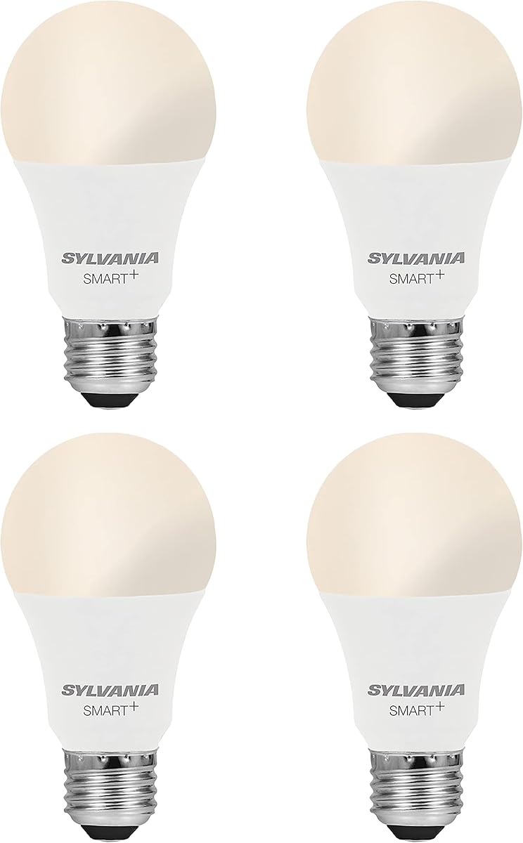SYLVANIA Wifi LED Smart Light Bulb, A19, 60W, Soft White, Compatible with Alexa and Google Home Only - 4 Pack (75672)