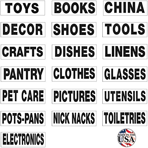 Tag-A-Room Moving Labels Content Pro Pack, 19 Content Labels, 190 Count, 1" x 4" Permanent Color Coding Moving Stickers, Moving Supplies
