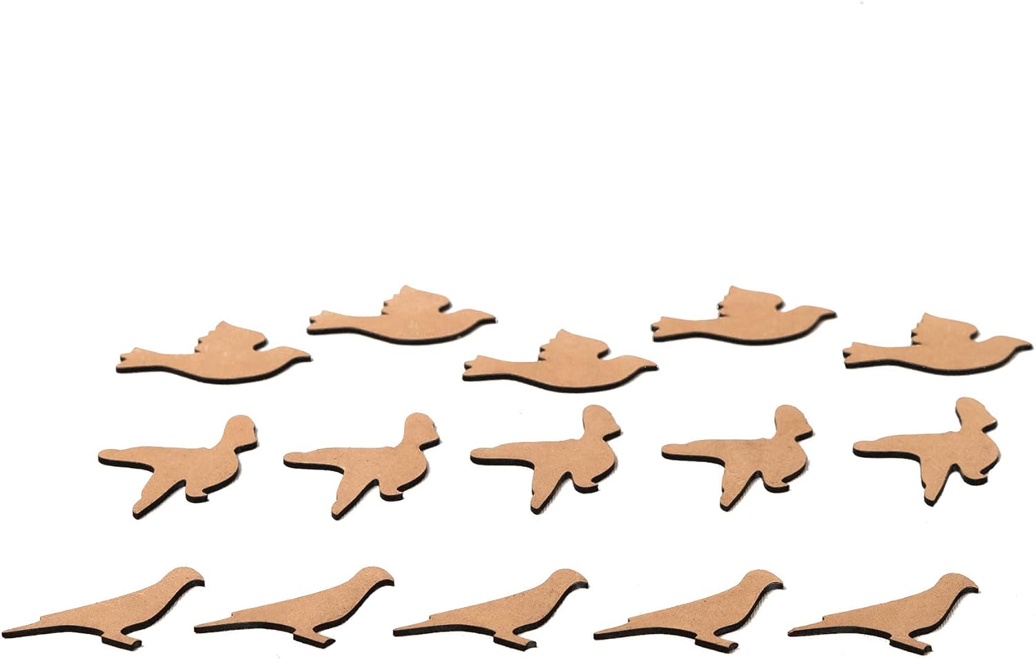 IVEI MDF Bird Cutouts/Embellishments - DIY Craft Materials - Bird-Shaped MDF Blank Cutouts for Painting, Wooden Sheet Craft Board for Resin & Fluid Art, Decoupage, Mandala Art, Pyrography - Set of 15