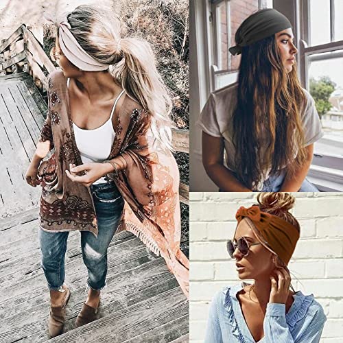 Image of DRESHOW 6 PCS Adjustable Headbands for Women Knotted Headbands Elastic Non-Slip Fashion Hair Bands for Workout Sports Running Yoga