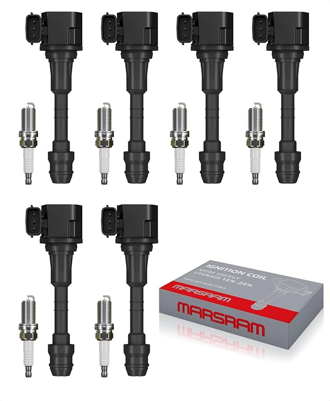 Kit de Bobinas de Ignição Marsram UF349 com Velas para Nissan e Infiniti – 6 Bobinas e 6 Velas