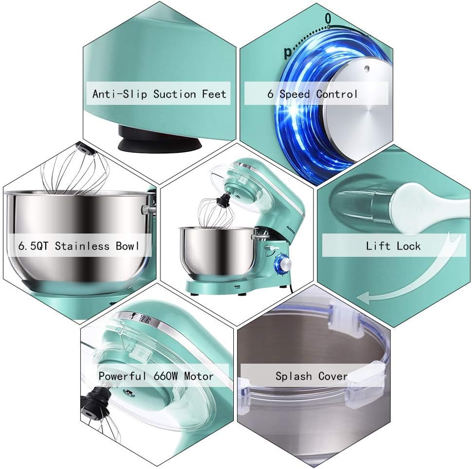 Aucma Stand Mixer,6.5-QT 660W 6-Speed Tilt-Head Food Mixer, Kitchen Electric Mixer with... photo 5