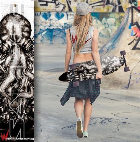 Thulhu - Decal Style Vinyl Wrap Skin fits Longboard Skateboards up to 10