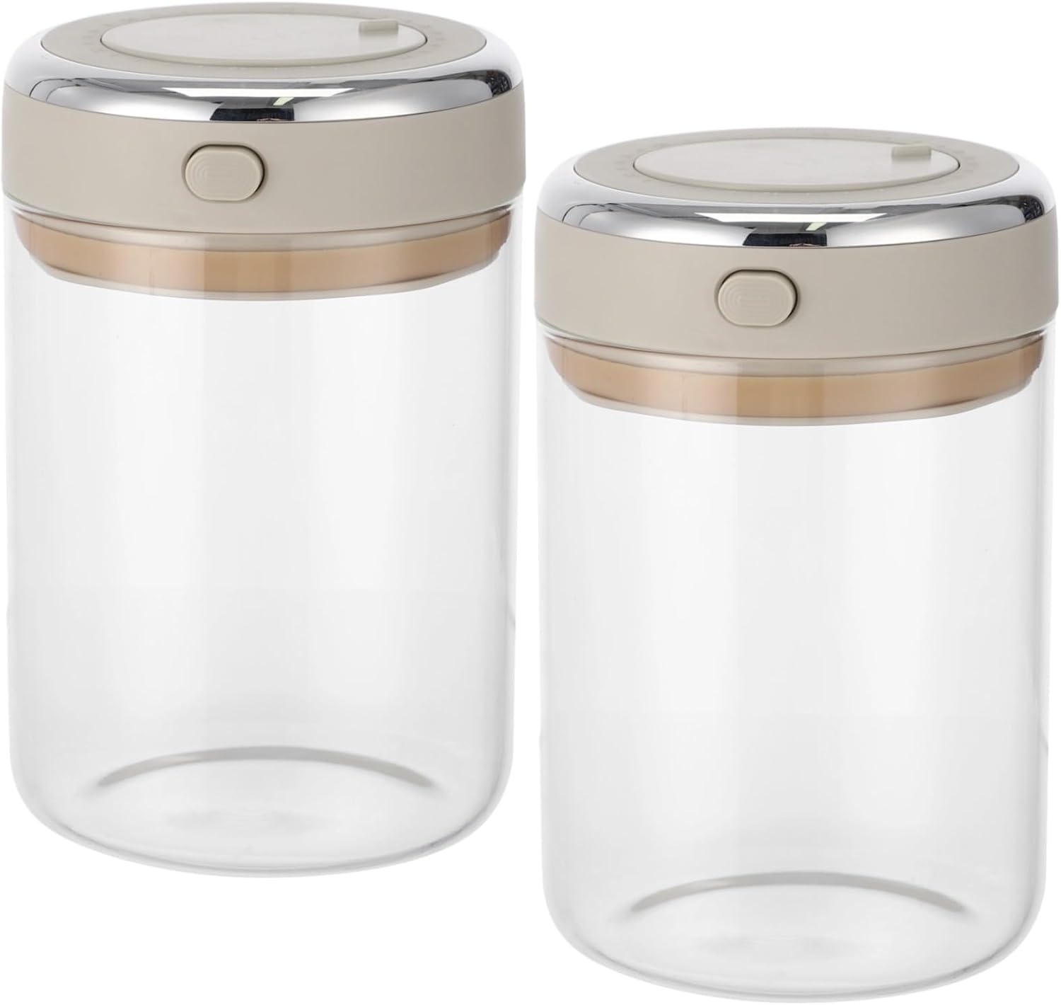 2 Pcs Glass Coffee Canister, 1100Ml Airtight Coffee Bean Storage Jar with Date Tracking Dial & One-Way Co₂ Vent, One-Press Seal Lid, High Borosilicate Glass Coffee Container for Tea Sugar