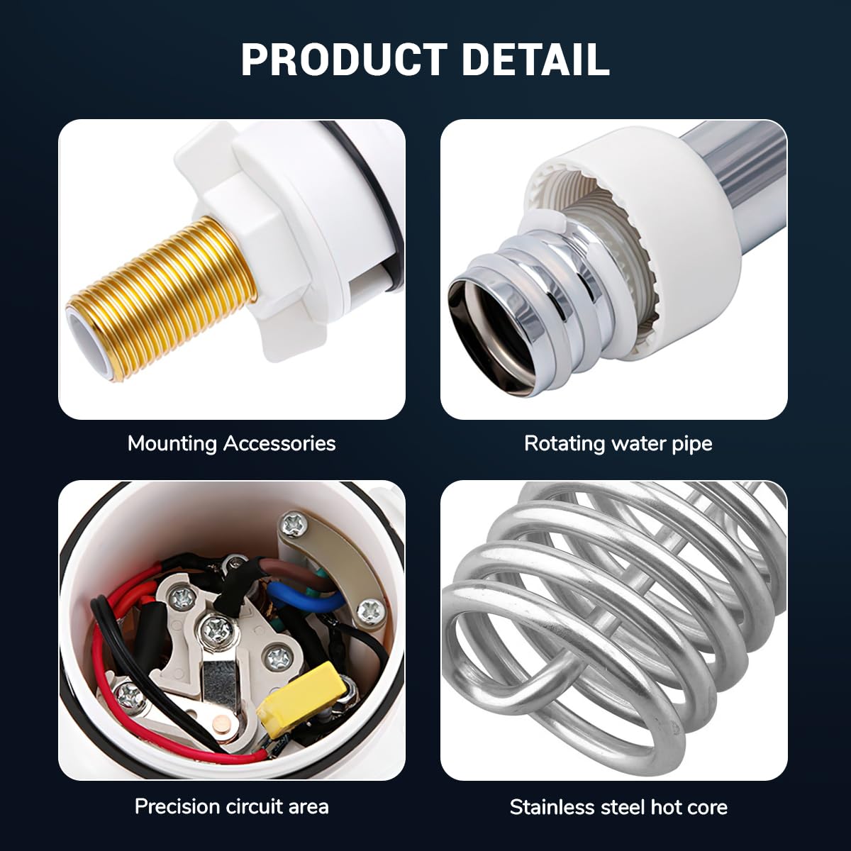 Grifo con Calentador de Agua Instantaneo, Grifo Eléctrico con Calentador de Agua Instantáneo, Grifo Calentador de Agua Instantáneo LED Giratorio 360°, Grifo Eléctrico 220V 3000W