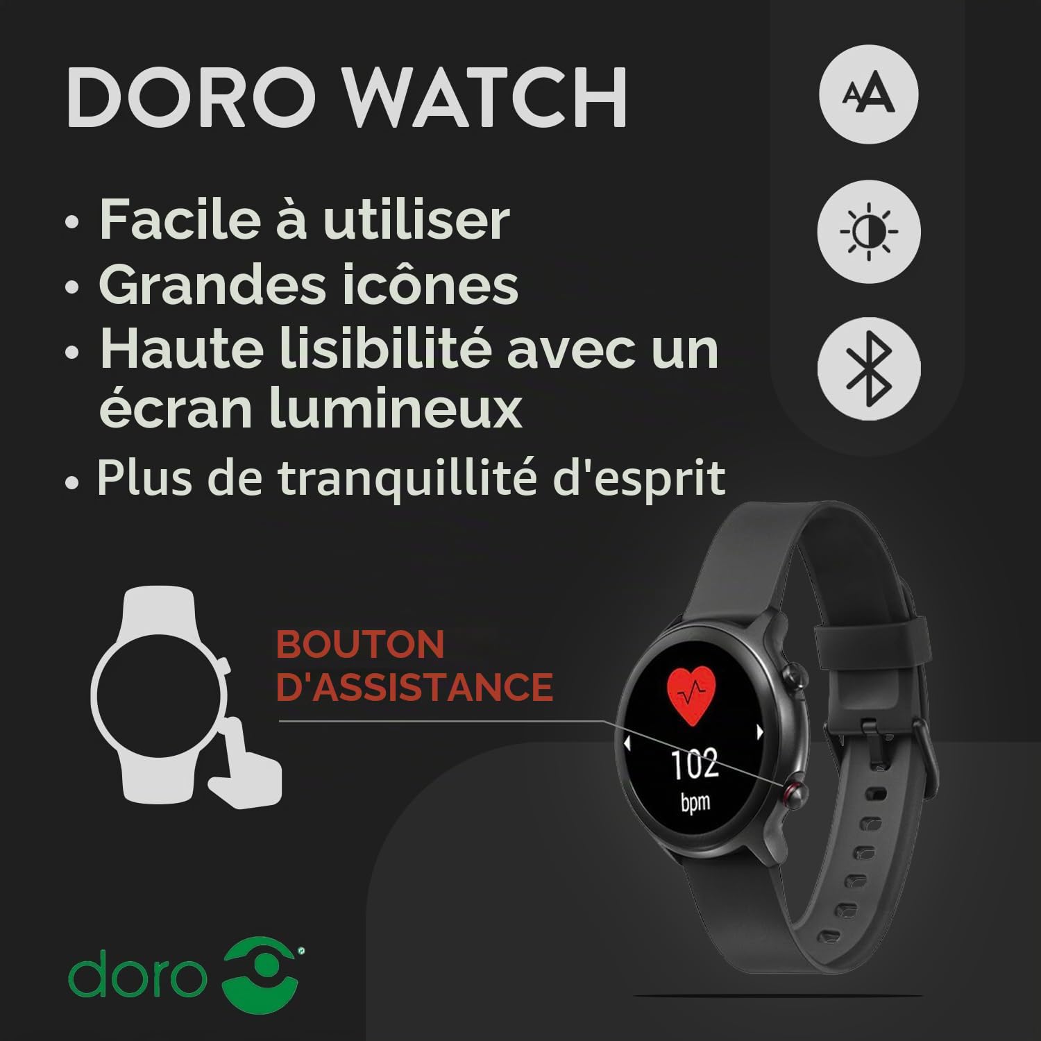 DORO SMART WATCH BLACK GREEN