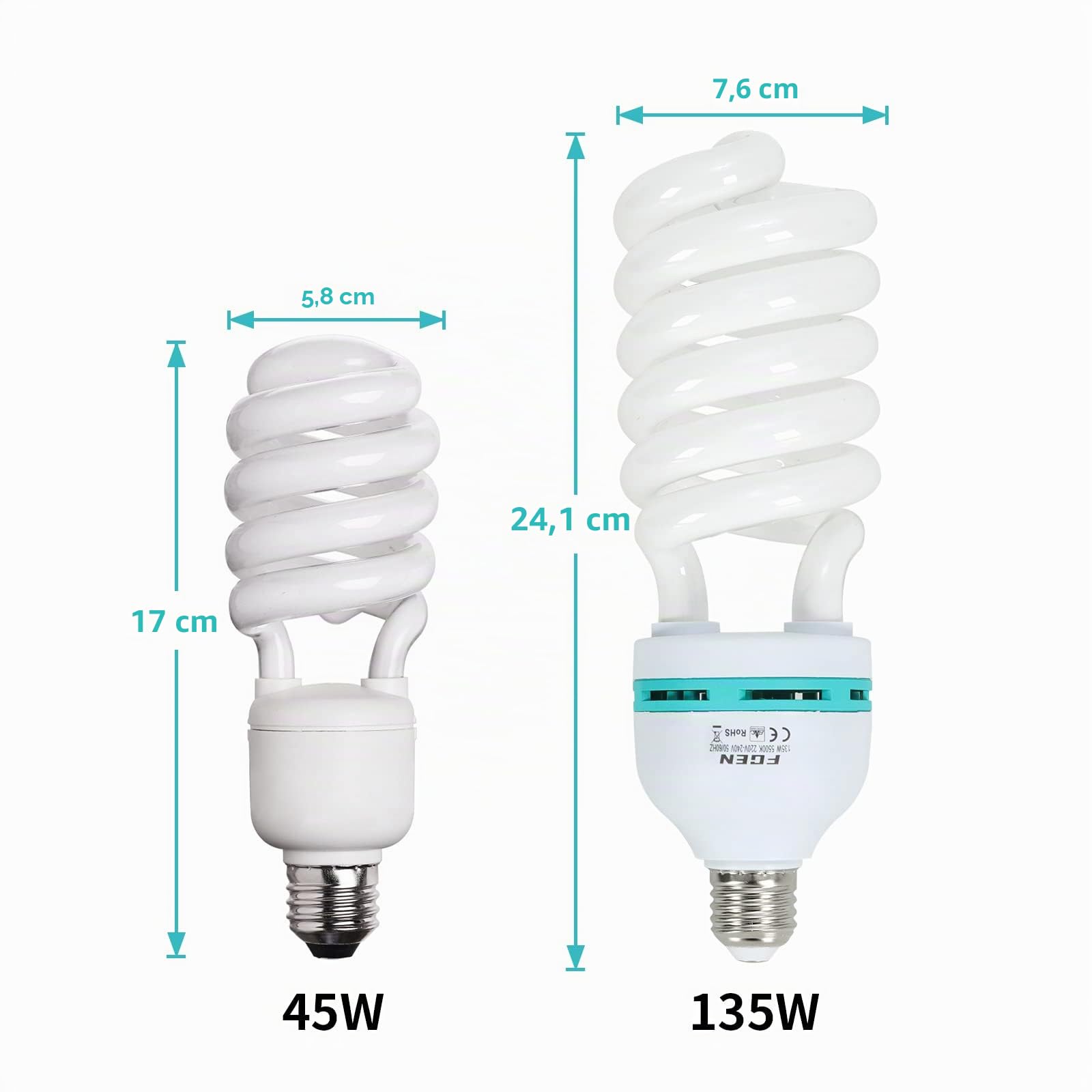 FGen Lampes 2x135W CFL, 5500K, CRI>90, Plus Lumineux à Économie d'Énergie