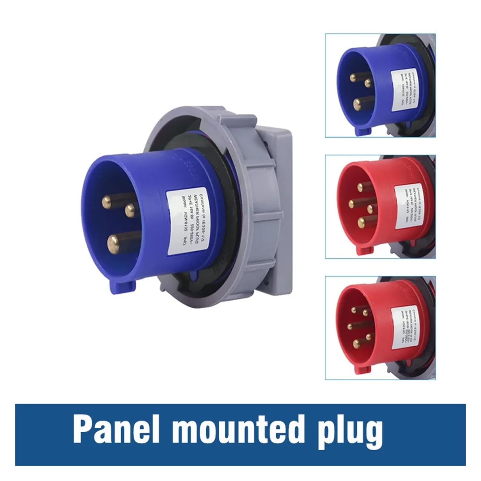 1pc IP67 Waterproof Industrial Plug and Socket 16A 32A 63A 125A Wall Mounted Socket Panel Mounted Coupler 220V — view 4