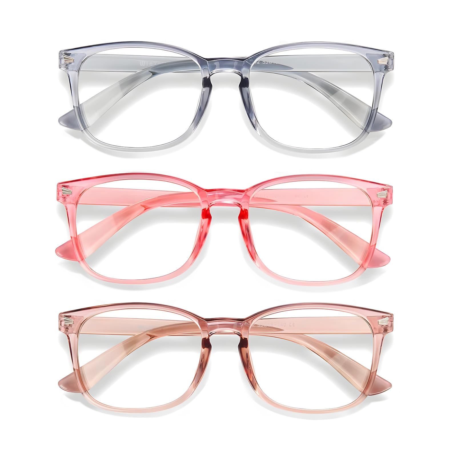 Gafas de luz azul WINTOO para mujer y hombre, 99% de bloqueo de luz azul, para juegos de computadora, TV, pantalla de teléfono, marco cuadrado, antifatiga visual, protección UV, 3 pares
