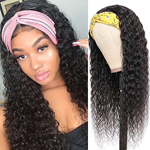 Ubest Water Wave Headband Wigs for Black Women Non Lace Front Wigs Brazilian Virgin Hair Wet and Wavy Headband Human Hair Wigs 150% Density