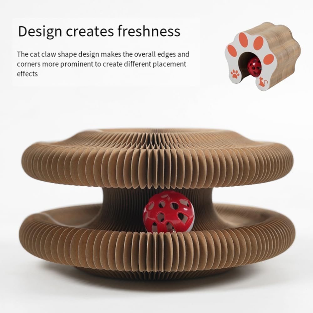 KratzKokon Faltbare Katzenkratzbrett Mit Ball - 4-in-1 Spielzeug Gegen Langeweile