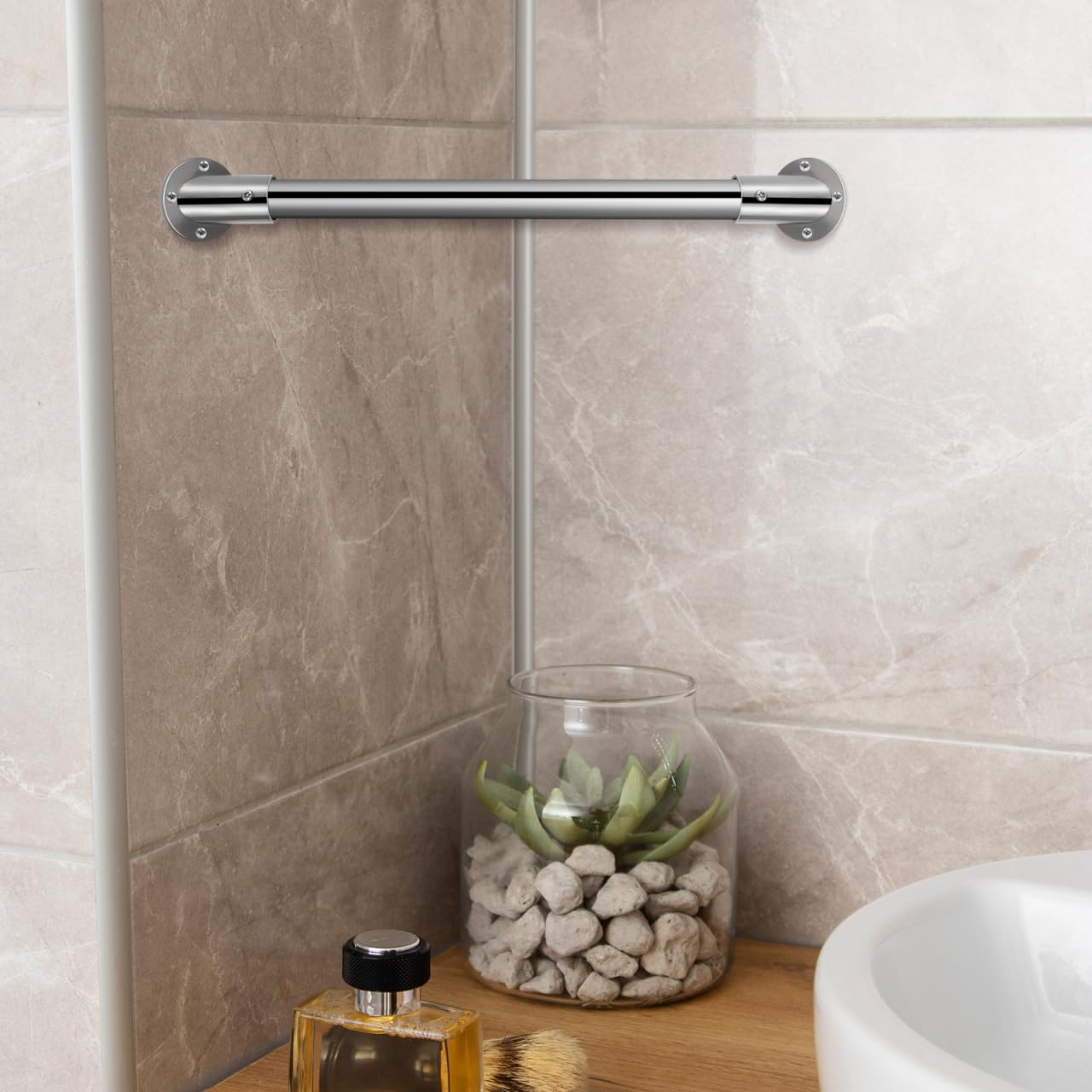 OFFSCH 2pcs Bevel Angle Flange Base Flange Shelf Bracket Support Holder for Flag Bracket Closet Rod End Supports Curtain Rod Corner Stainless Steel Material Flagpole Stand