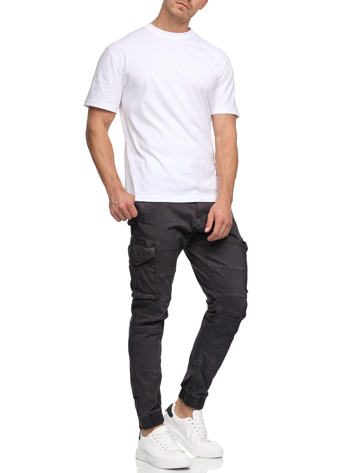 Indicode Hombres Alex Pantalón Cargo de algodón con 6 Bolsillos
