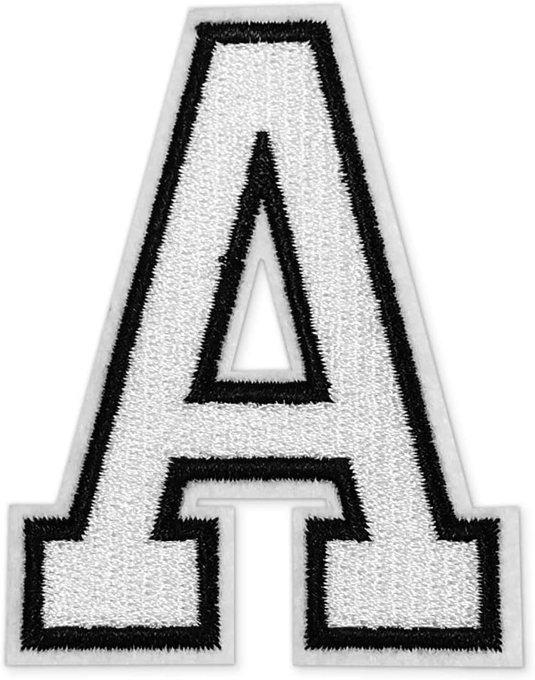 Letter A 3" Embroidered Ironon Letter Patches with Glue Back