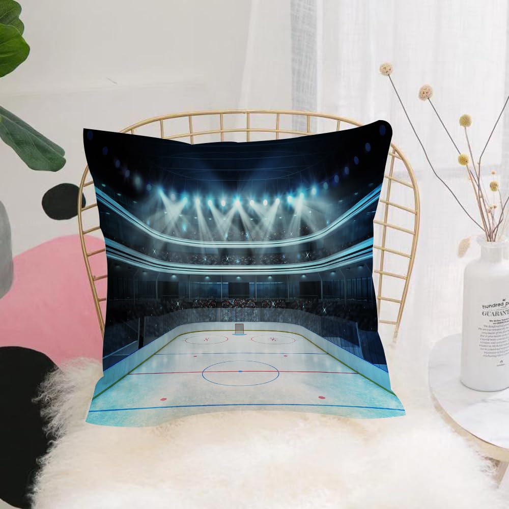 HYOSXW Cushion Cover,Throw Pillow Case Home Decorative for Living Room Bedroom Sofa Chair 16X16 Inch,Hockey, photo of a sports arena full of people fans audience tournament champio,Pillowcase 40X40cm