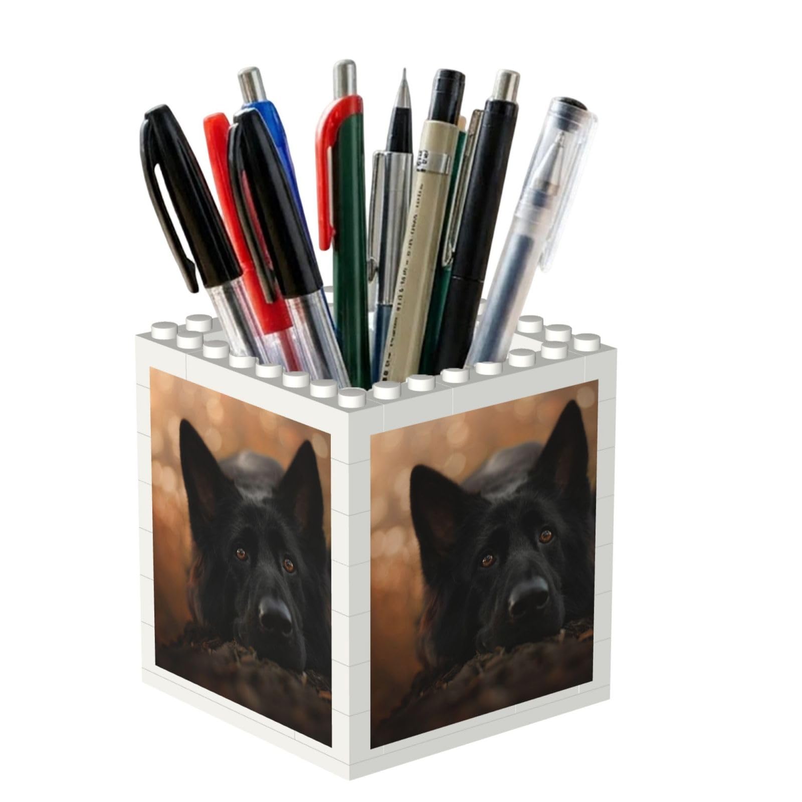 Poadnly Black German Shepherd Bokeh Autumn German, Pen Pot Pencil Holder for Office Home School, Compact Desk Organiser for Office Stationery