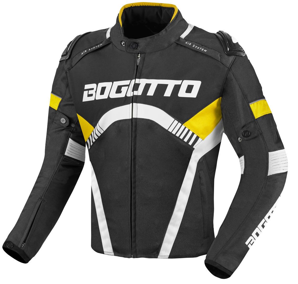 Bogotto Boomerang Blouson textile de moto imperméable, schwarz/gelb, S
