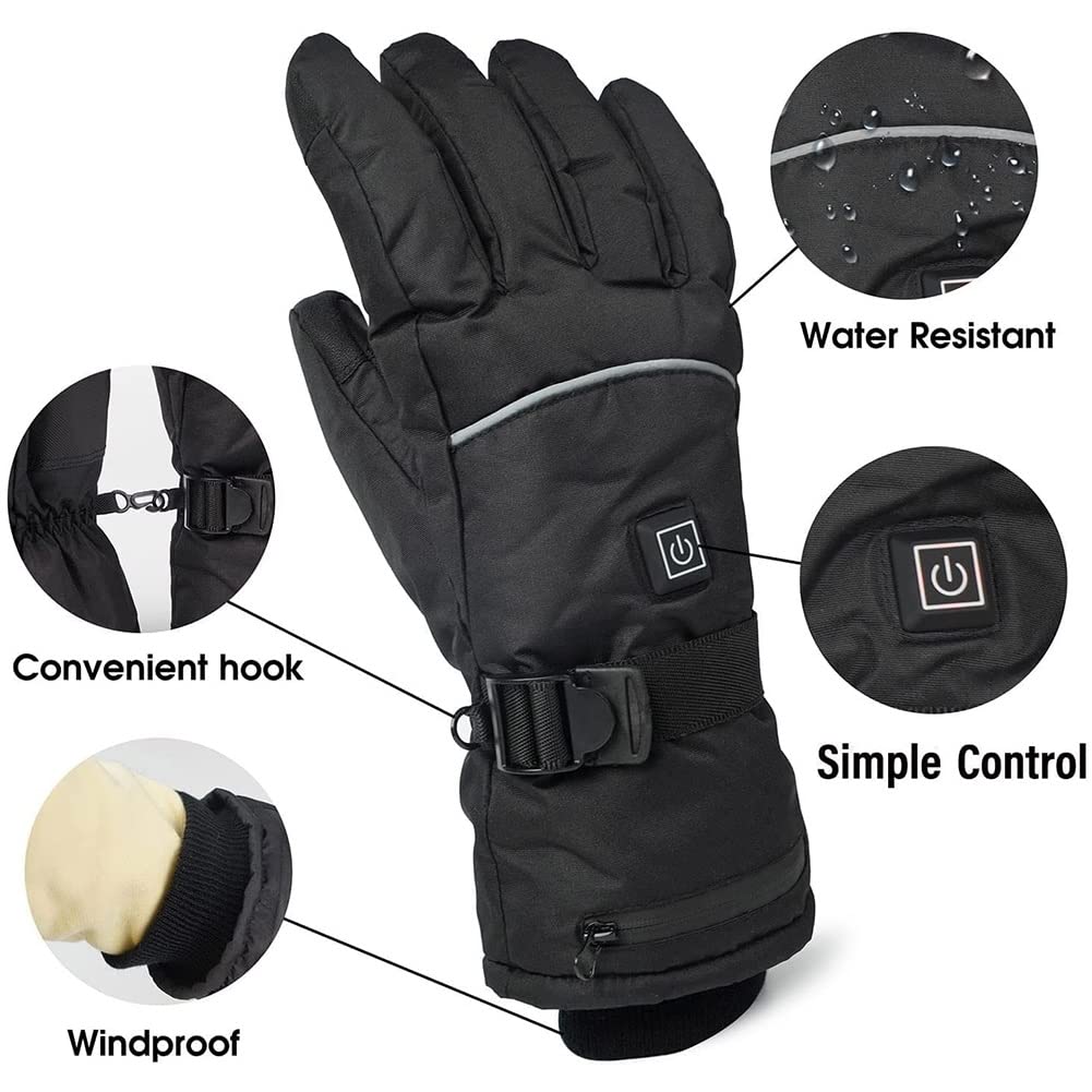 Chillers Scaldamani Guanti Riscaldati con Batteria, Guanti Riscaldanti Impermeabili Ricaricabili per Uomo Donna, Guanti Termici Invernali per Caccia Pesca Sci Snowboard Corsa Ciclismo Pattinaggio