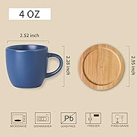 Vista 36 de Hasense Juego de tazas y platillos de porcelana para capuchino de 6 a 6 onzas Demitasse Espresso con asa, perfectas para café con leche, café moca