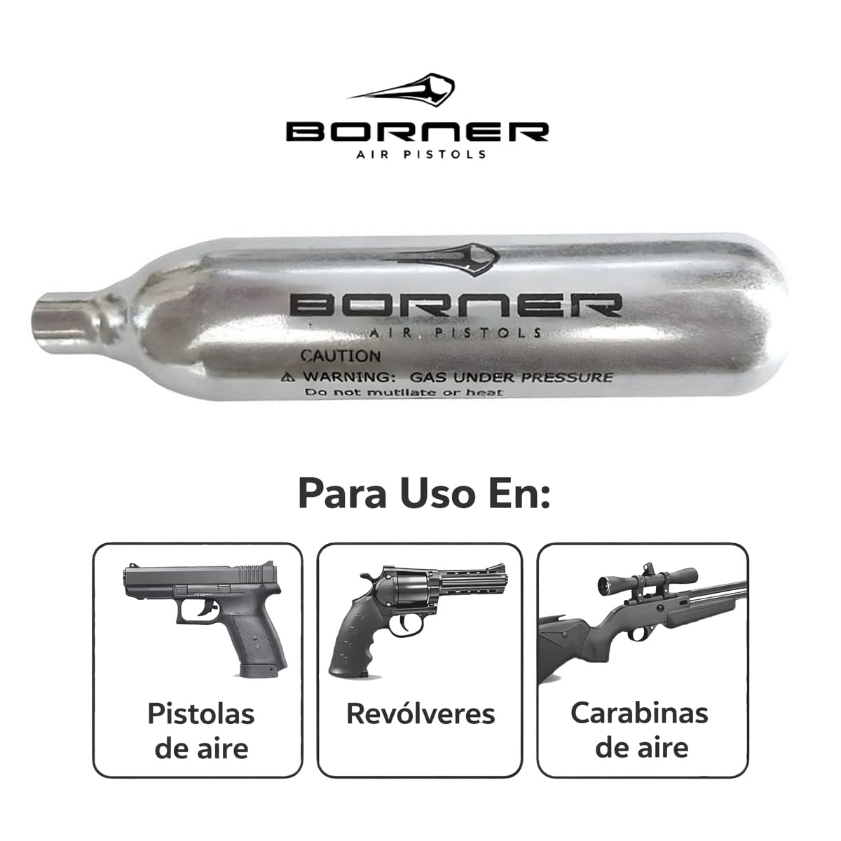BORNER Bombonas de CO2 Alto Rendimiento 12 gr para Airsoft Pistolas Balines Perdigones 30 uds