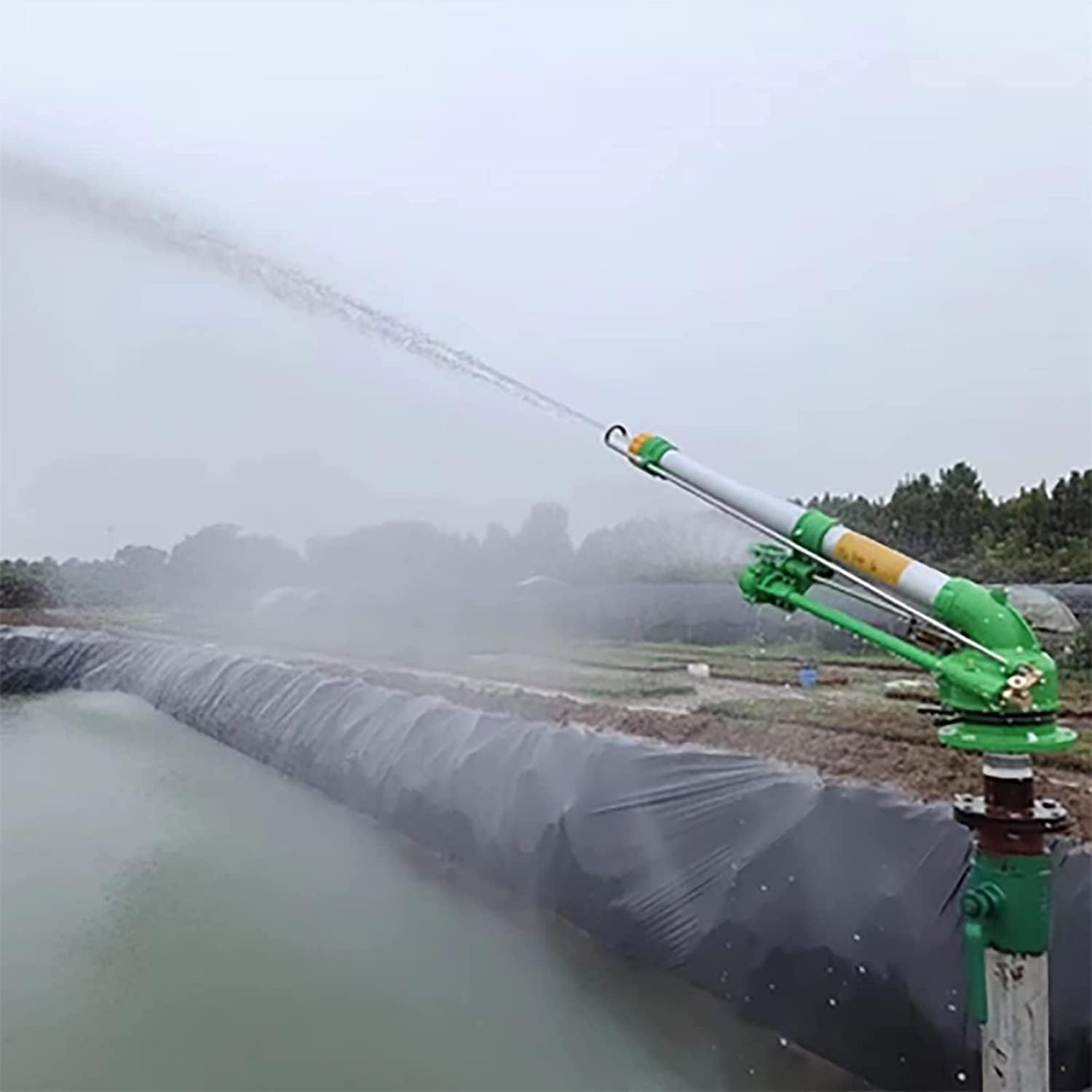 Aspersores de riego de jardín con 9 boquillas de repuesto, pulverizador de agua Vortex de 360°, rango de 27-68 m, perfecto para granjas, césped y jardines