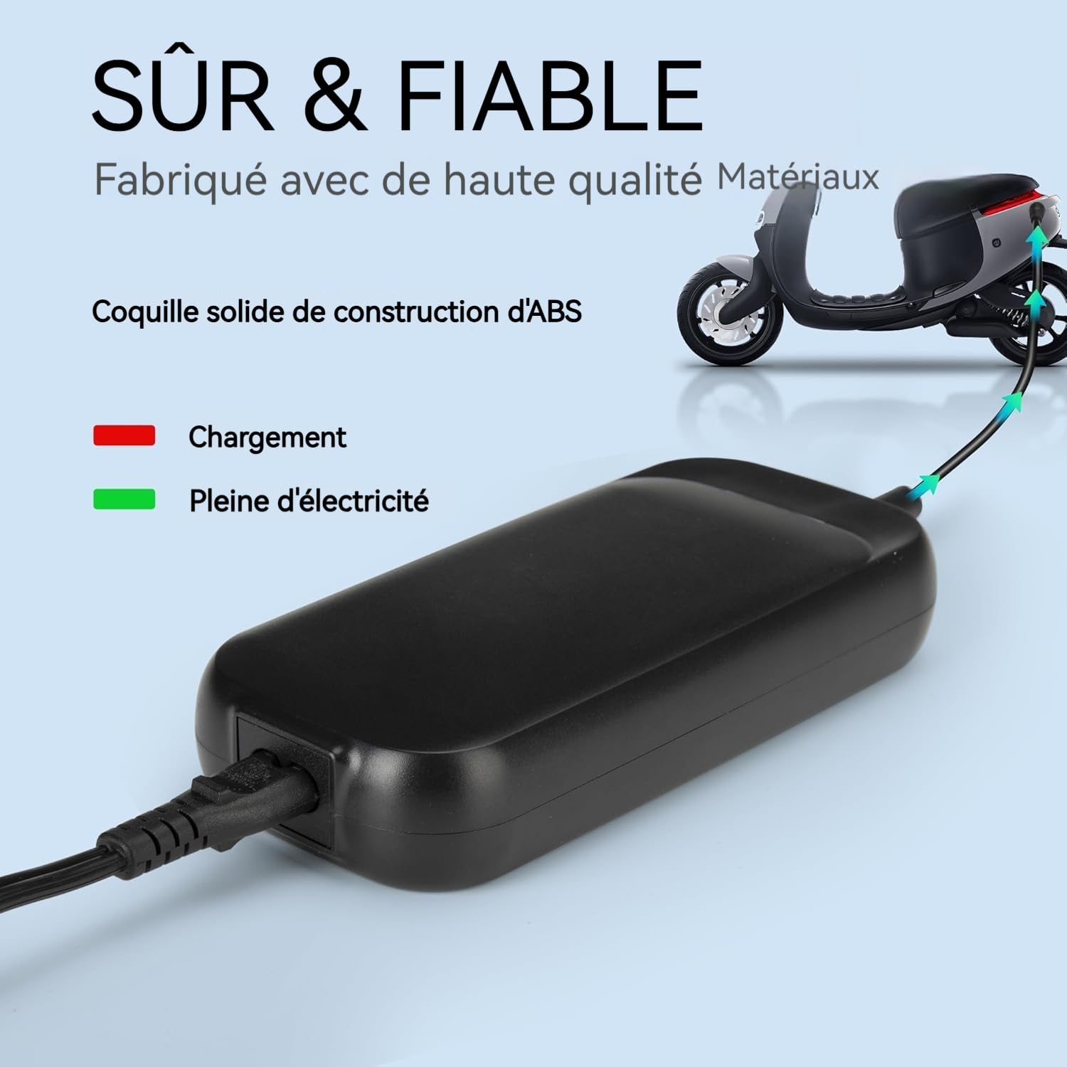 Chargeur Trotinette Electrique 54.6V 2A, Universel Chargeur Hoverboard avec 4 Connecteurs, 48V Chargeur Batterie de pour Velo Xiaomi M365 Ninebot Monocycle Scooter