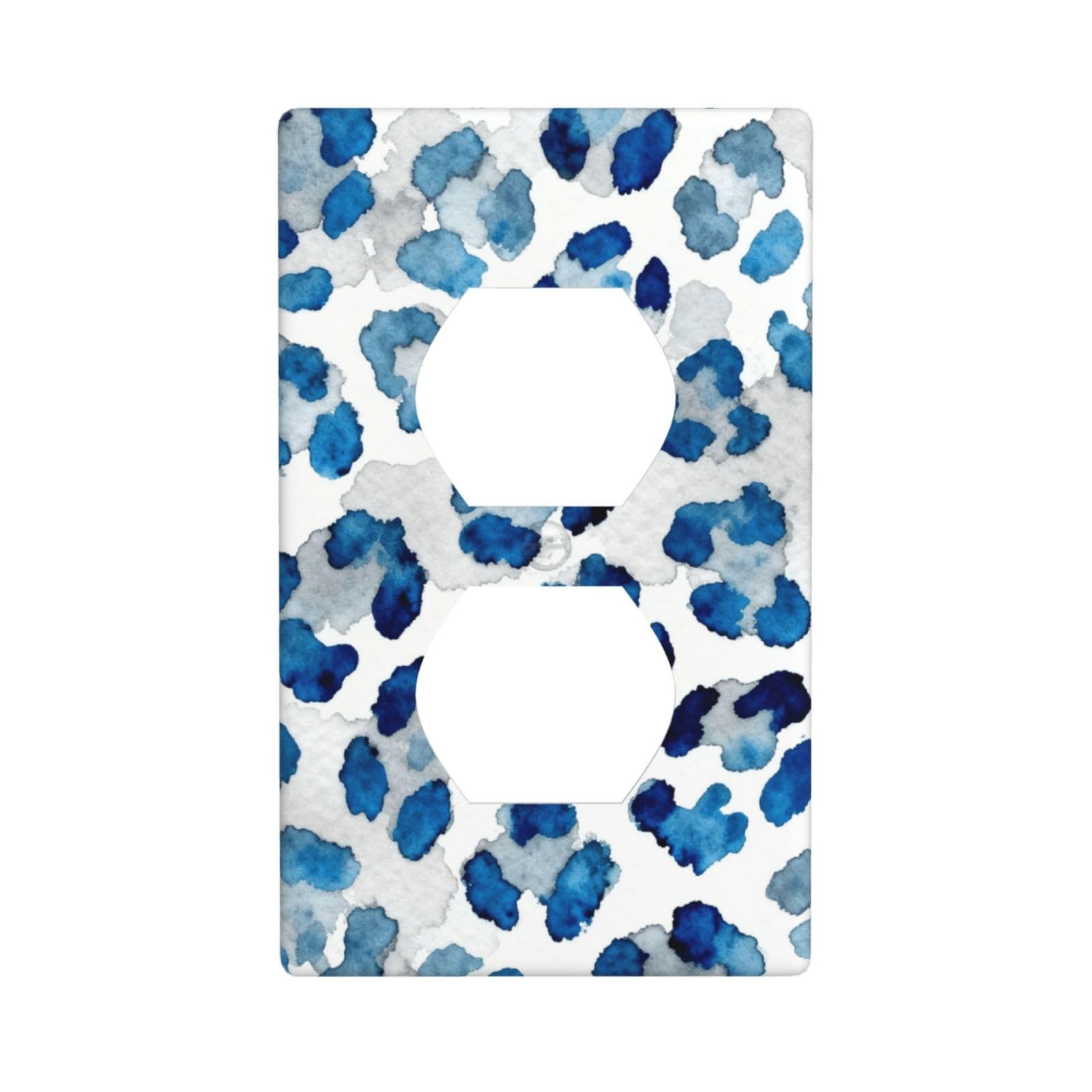 Cntdbu White Blue Leopard Print Unbreakable Polycarbonate Switch Plate-1 Gang Screwless Wall Plate For Home Office