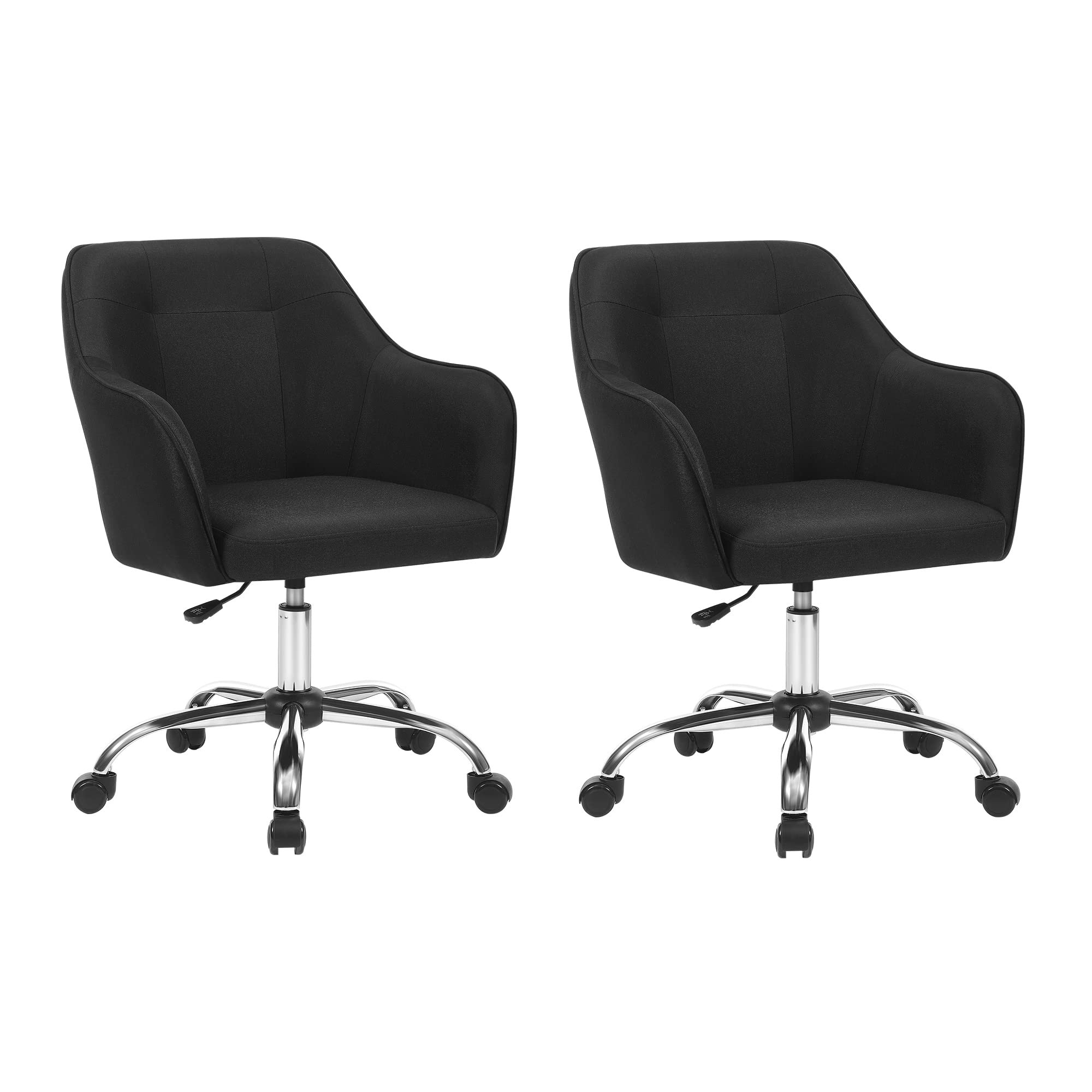 SONGMICS Homeoffice Stuhl, 2er Set, Drehstuhl, Schreibtischstuhl, höhenverstellbar, bis 110 kg belastbar, atmungsaktiver Stoff, für Arbeitszimmer, Schlafzimmer, schwarz OBG919B01