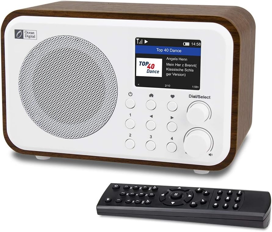 Ocean Digital WiFi Internet Radios WR-336N Portable Digital Radio with Rechargeable Battery Bluetooth Receiver with 2.4” Color Display, 4 Preset Buttons, Support UPnP & DLNA-White