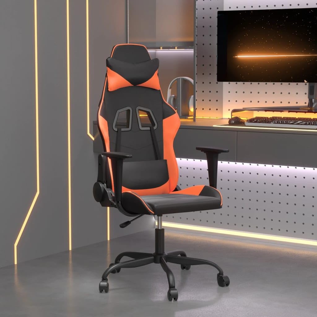 Chaise de jeu ergonomique contre le mal de dos fauteuil massant noir orange