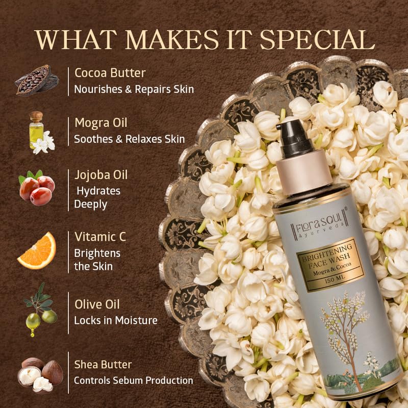 Image of Ayurveda Barrier-Repair Botanical Face Wash | Fades Dark Spots & Restores Moisture | Natural Lathering Cleanser with Mogra, Orange, Manjistha & Licorice for Bright, Even-Toned & Radiant Ski | Ayush-approved, All Skin Types, 60ml