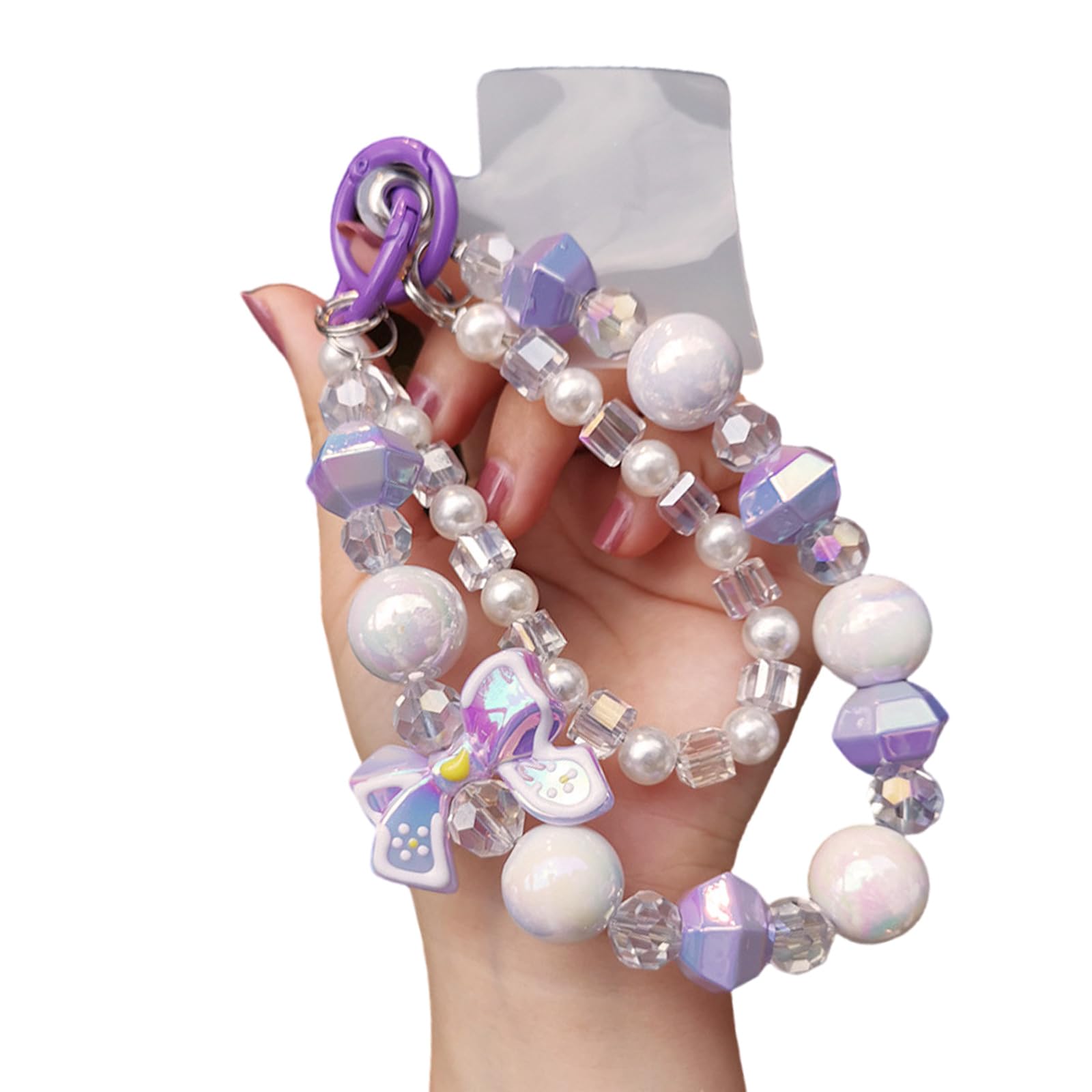 Maxtonser Stylish Bowknot Bracelet Phone Lanyard Sturdy Resin Beads Phone Chain Generic Compatibility For Mobile Devices