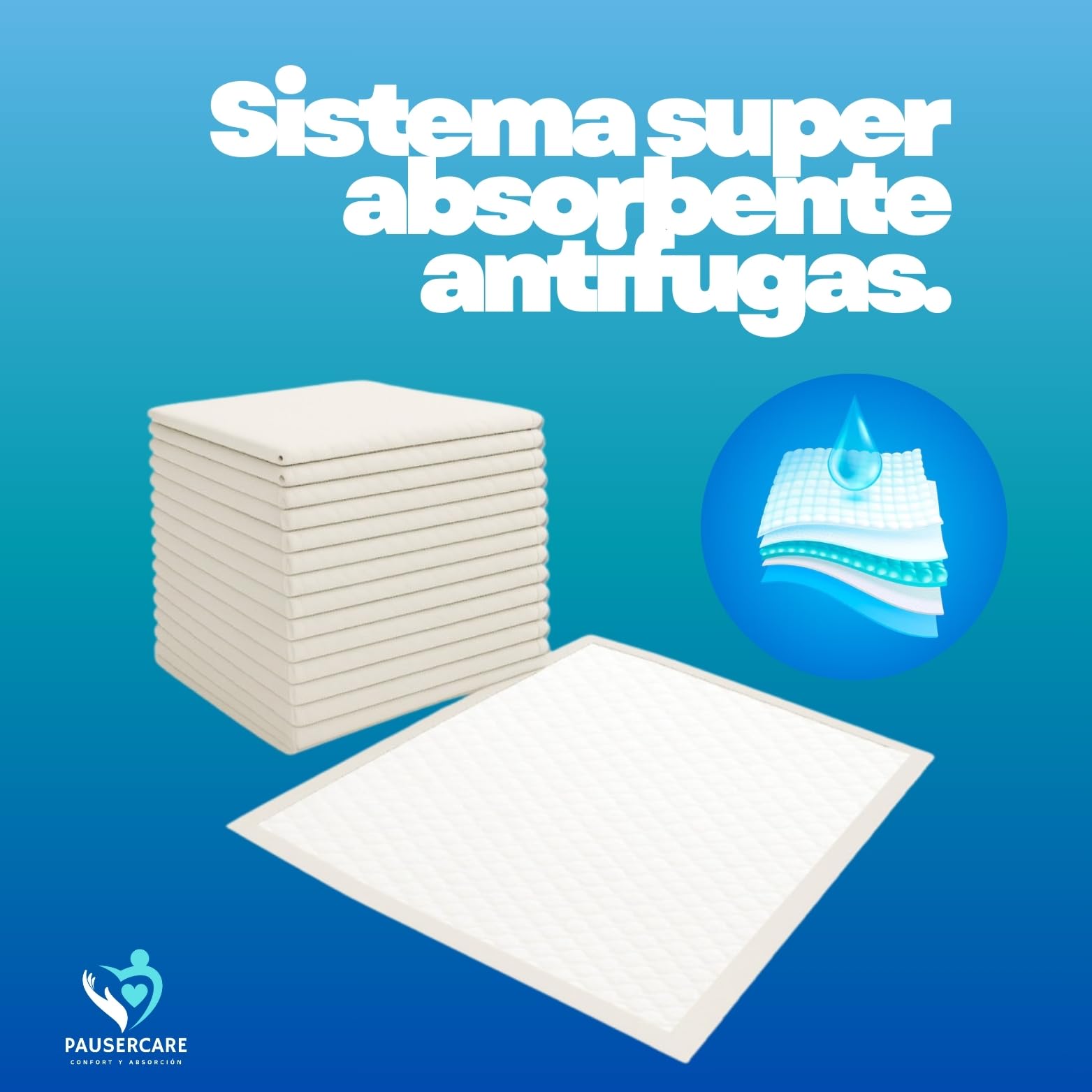 Empapadores PAUSERCARE Incontinencia - Desechables 60x90 CM- 20Ud - Protectores Cama Absorbentes para Adultos, Bebes Perro Gato. Higene, Hospital, Protección Sanitaria Y Doméstica - Salvacamas