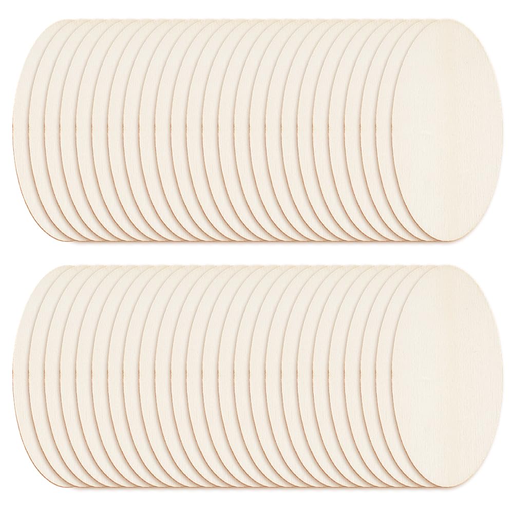 Delorigin 50pcs Oval Wooden Cutout Wooden Discs, 1.2x2.4inch Unfinished Beech Wooden Boards For Crafts, Blank Wooden Signs For Artist Painting Door Hanger Sign Wedding Christmas Decor
