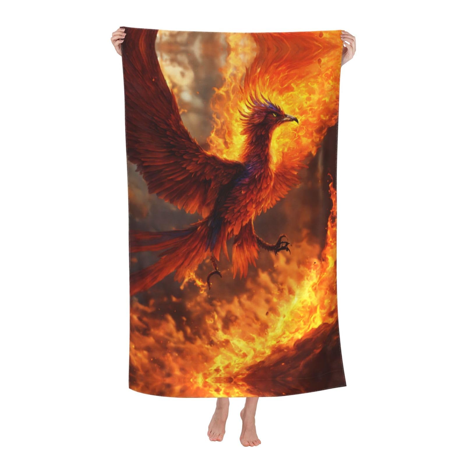 Oazcvbnn Women's White Phoenix Print Adult Beach Towel Summer Travel Pool Vacation Swimming Fitness Outdoor Adventures