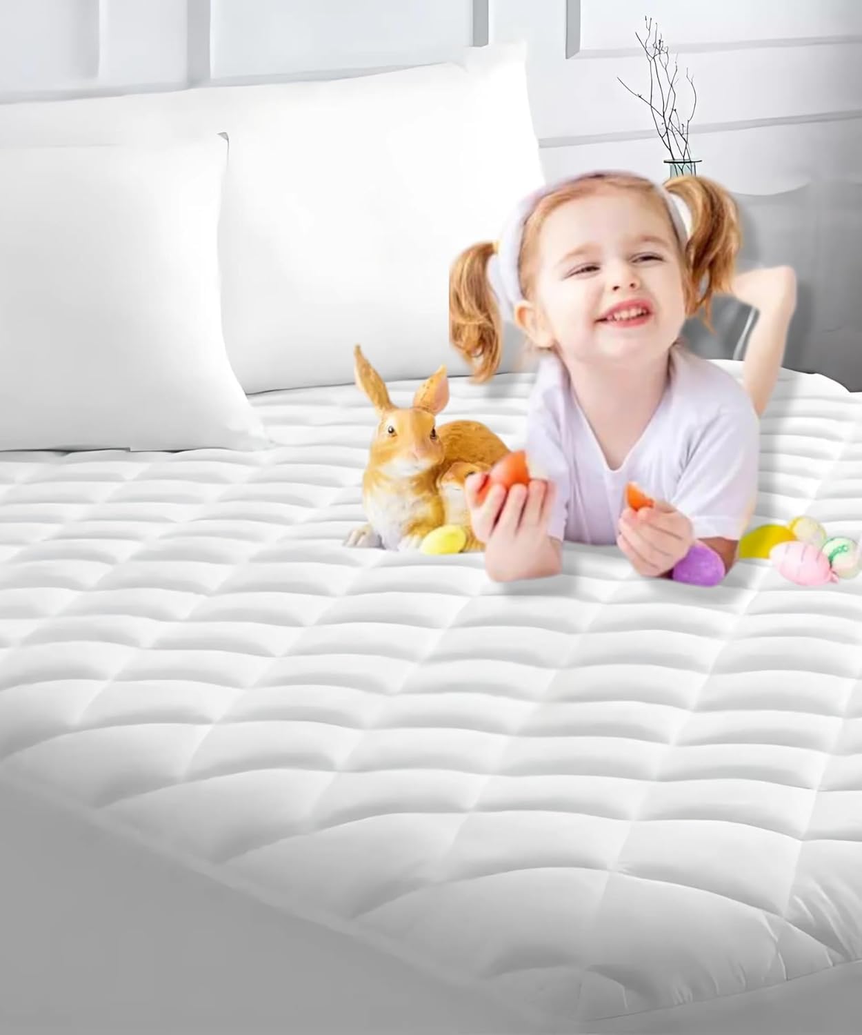 Quilted Mattress Protector double Bed 34cm Extra Deep - 100% Microfiber Quilted Double Mat...