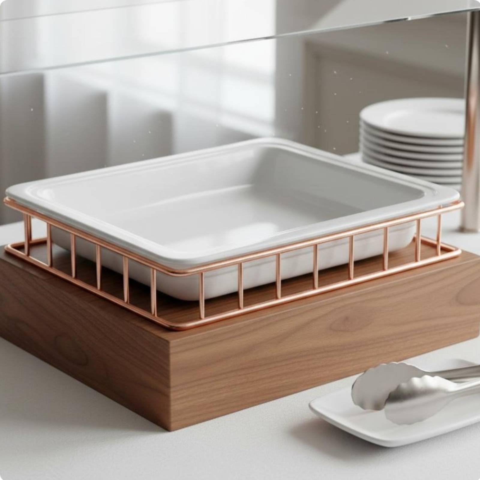 predolo Supporto Espositivo per Buffet Riutilizzabile Piatto da Buffet Bordi Rialzati Espositore Rettangolare per Dessert per Ristoratori, Feste, 1-2