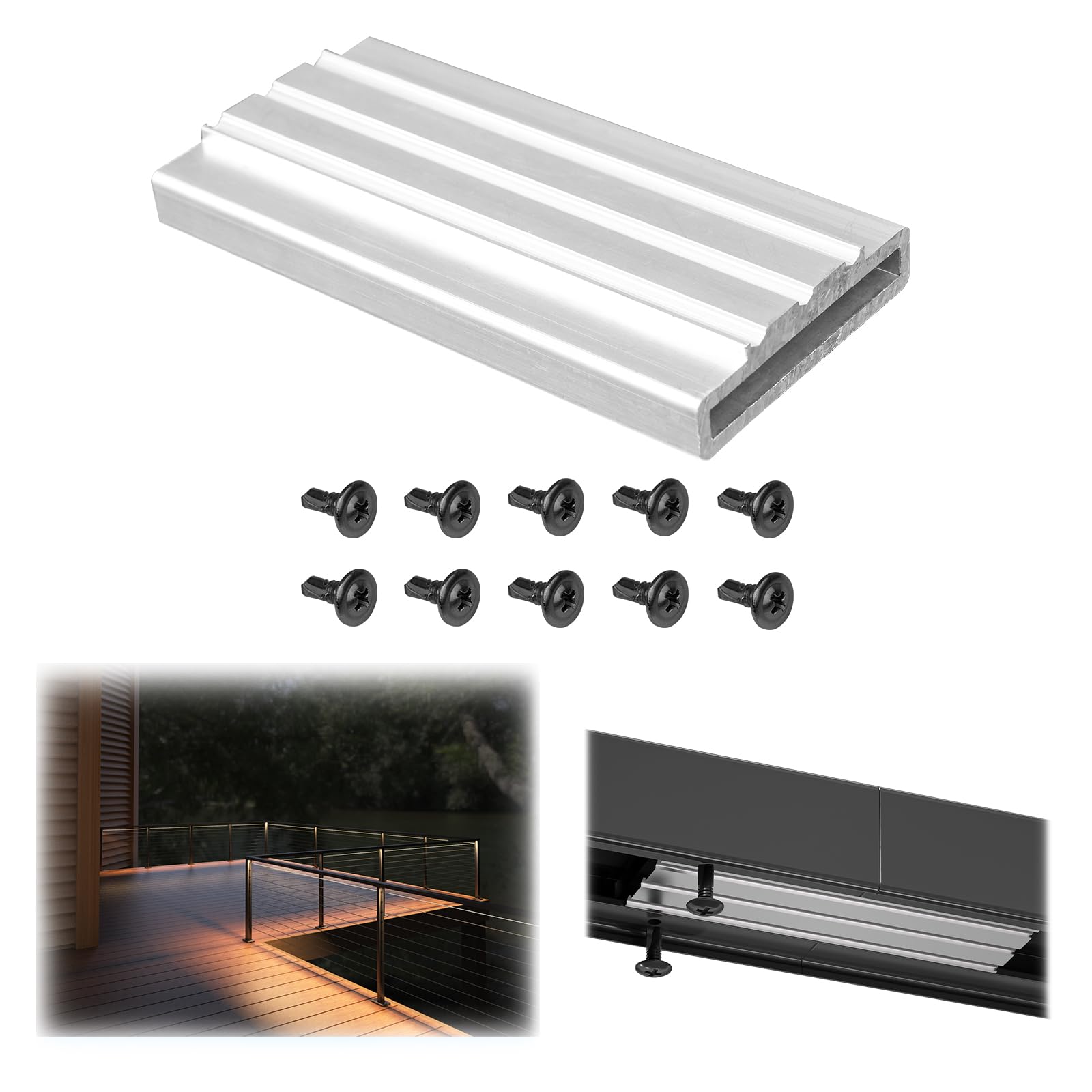Muzata HL12 LED Handrail Accessories - 2Pack Aluminum Extension Connector High Strength Handrail Fittings, HA36