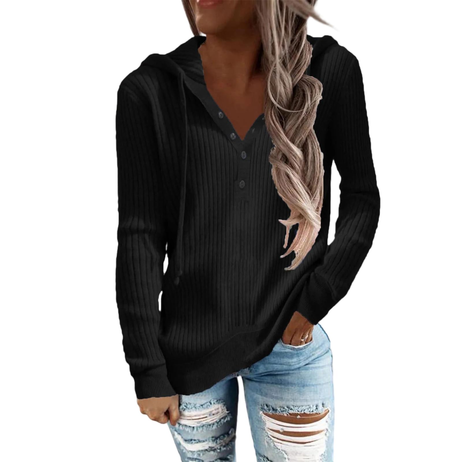 Women Hoodie Sweater Autumn Winter Long Sleeve Loose Casual Knit Pullover Comfortable Soft Fashion