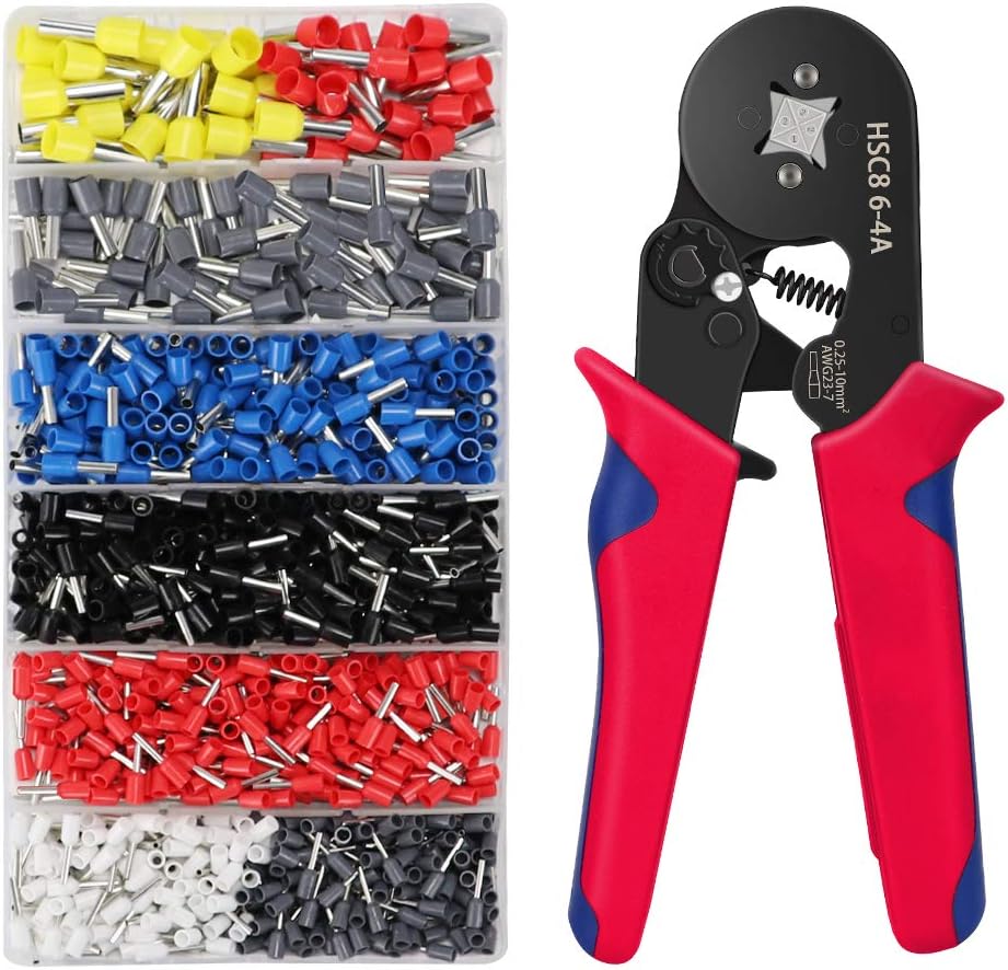 Crimper Plier Set Wire Crimping Tool Kit with 1200 Wire Terminal Connectors, AWG 23-7 Ferrule Crimper Pliers for Wiring Projects