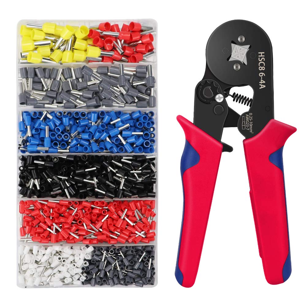 Crimper Plier Set Wire Crimping Tool Kit with 1200 Wire Terminal Connectors, AWG 23-7 Ferrule Crimper Pliers for Wiring Projects