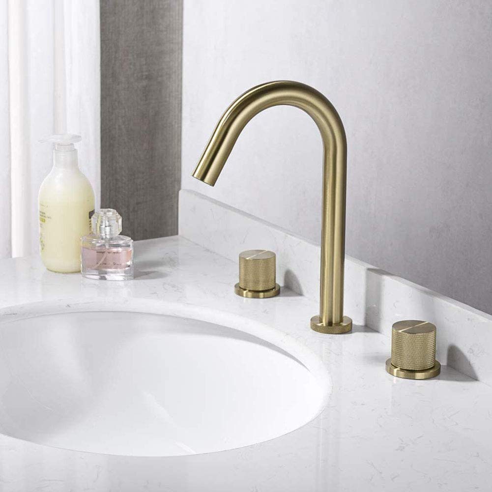 JRUIA Elegant Weiß Waschtischarmatur Bad Wasserhahn Einhebelmischer Mischbatterie Waschbecken Armatur Badarmatur F.Badezimmer Aus Messing Mit Gold Griffe
