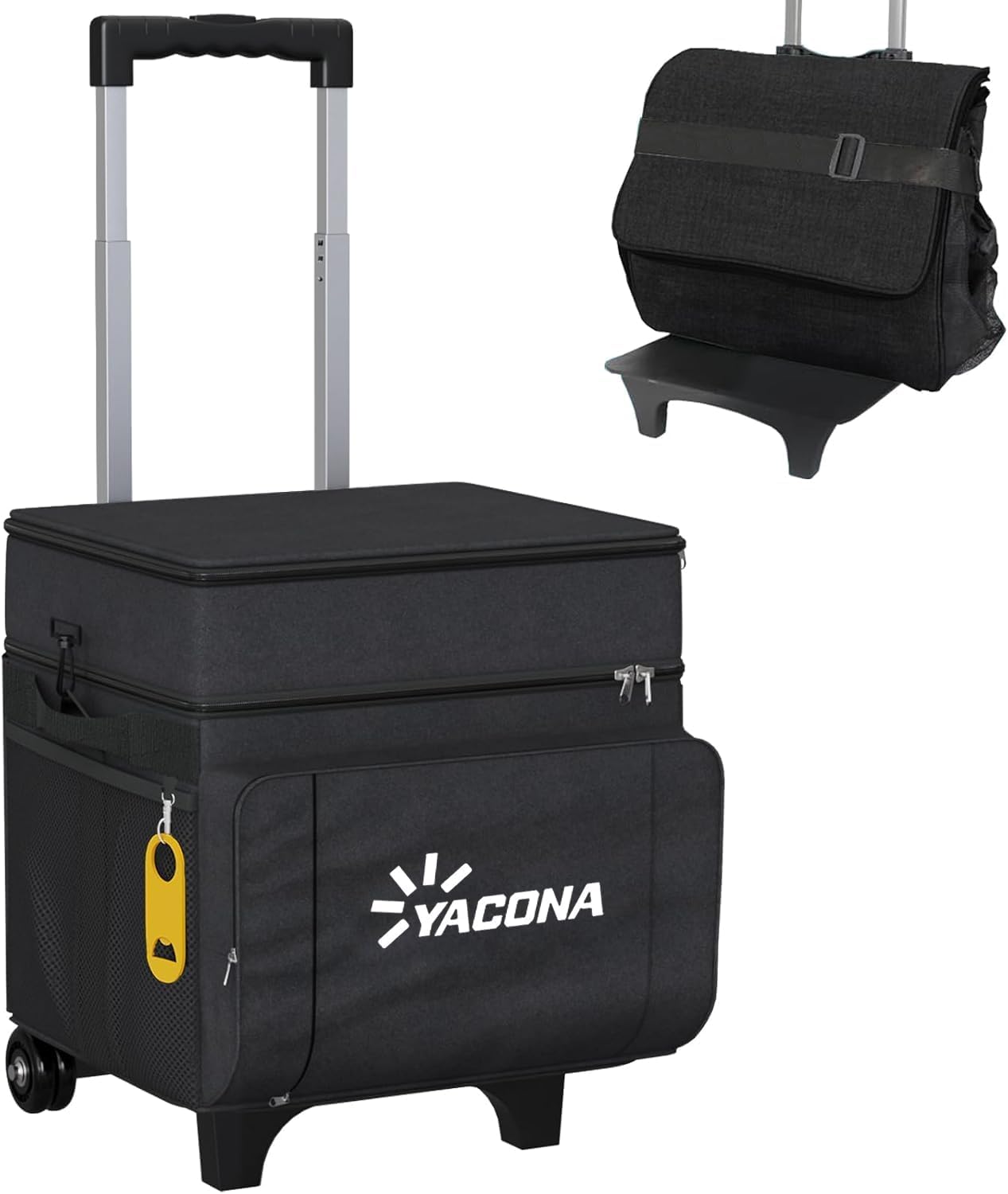 Cooler with Wheels and Handle, 50 Can Rolling Cooler, Portable Collapsible Soft Cooler Bag with Wheels,Leakproof Insulated Wheeled Cooler for Beach, Camping, Patio Travel, Outdoor, Ball Fields BLACK SIMILAR NOT EXACT ITEM