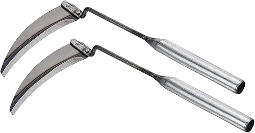 PATIKIL Hoz de deshierbe de 11.4 pulgadas, paquete de 2 ganchos de hierba azada hoe herramientas de jardinería de acero de alto carbono para